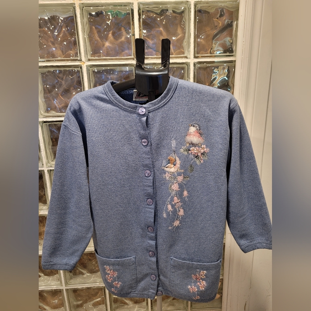 Vintage Canadian Northern Bluebirds Cardigan Sweatshirt Made in Canada Small